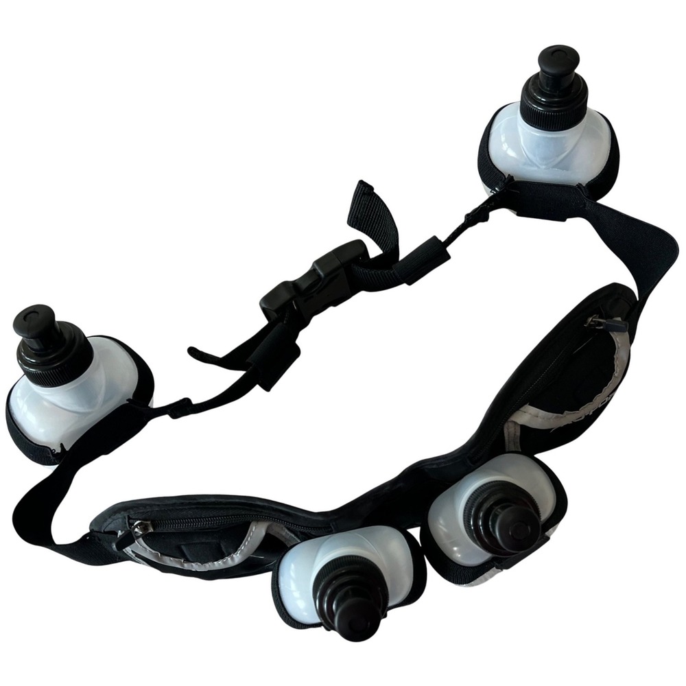 Pro Form Black‎ Running Hydration Belt Waist Pack with Four Water Bottles